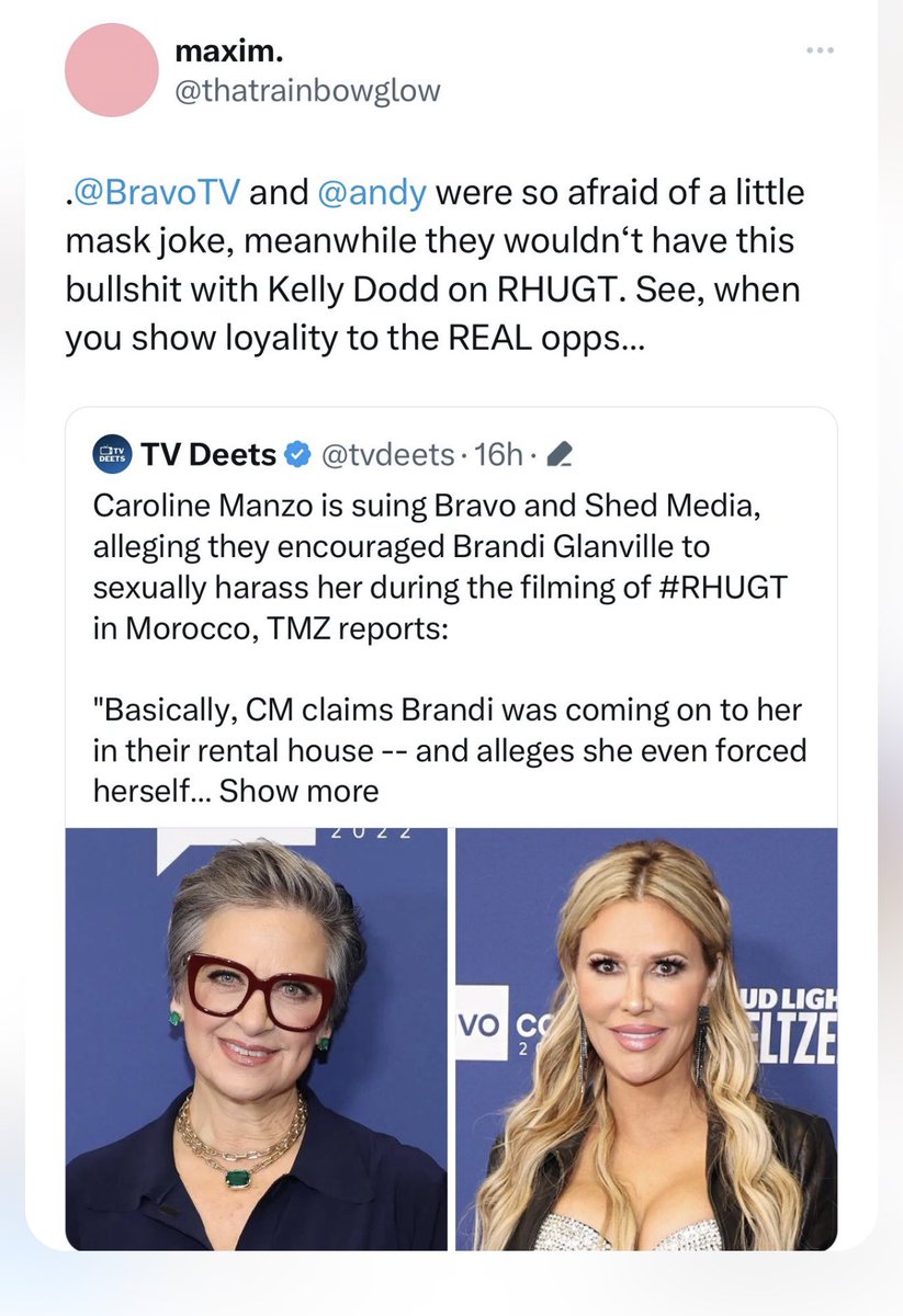 Lmfao <a href="/BravoTV/">Bravo</a> why would you think Caroline Manzo would be good TV ?