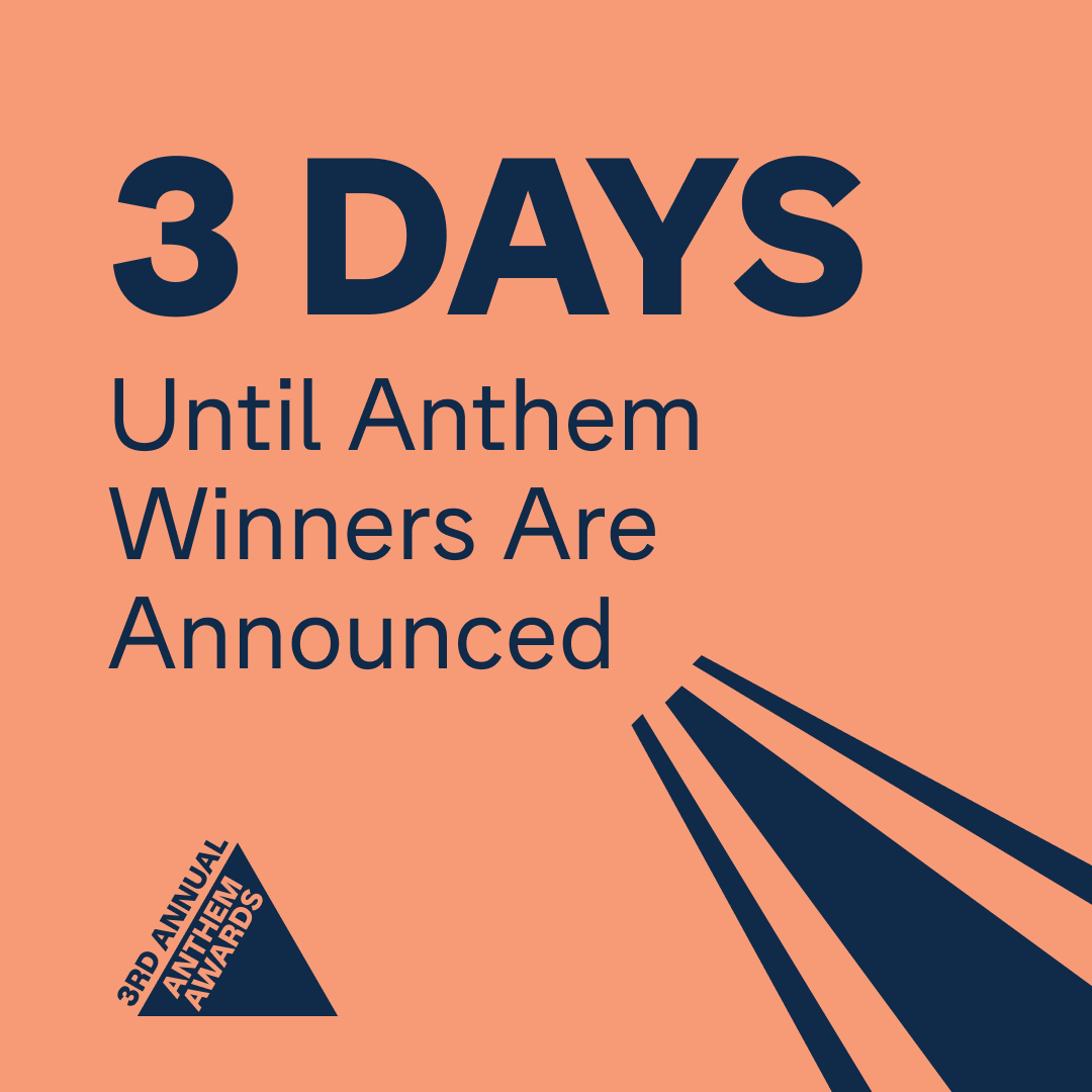 Ony 3 days left! 👏

Mark your calendars for Tuesday, January 30th when we announce the Winners and Special Achievement Honorees of the 3rd Annual Anthem Awards.