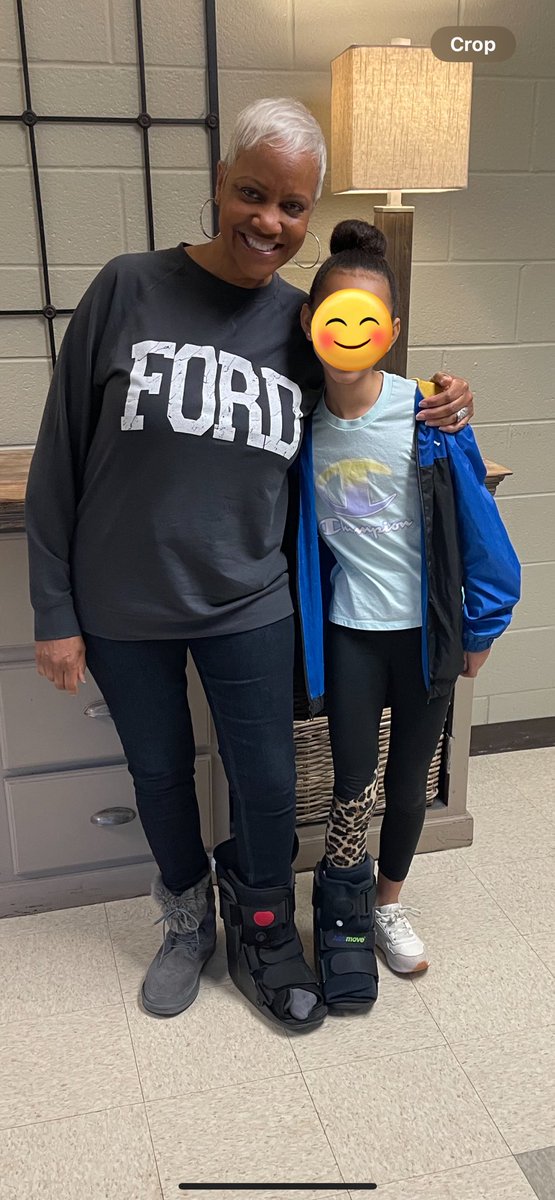 My sweet student and I are twinning with the orthotic boots!