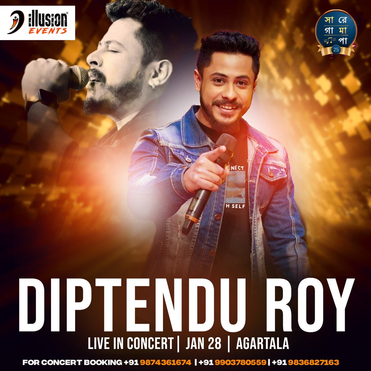 Will be performing for the first time at Agartala,Tripura on 28th Jan! See you everyone!! #live #music #Concert #livemusic #zee #zeebangla #saregamapa #illusionevents