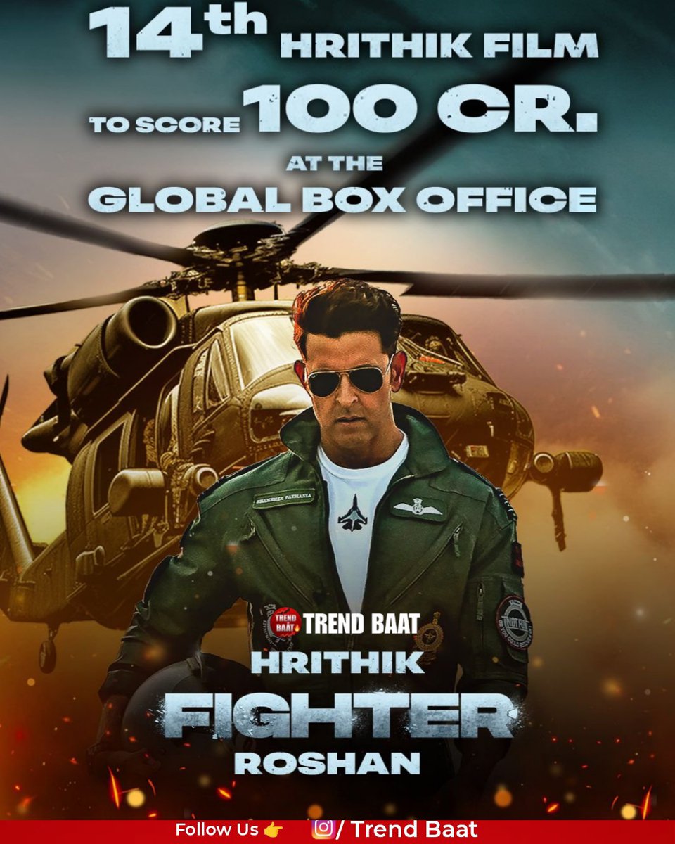 #Fighter becomes Super Star #Hrithik's Roshan Sir 14th movie to enter the 100 cr club! @iHrithik
@justSidAnand
#hrithikroshanfans #hrithikroshanworld #hrithikroshanfansofficial #hrithikroshanfanpage #HrithikRoshan𓃵 #hrithik_roshan_lovely #FighterMovie