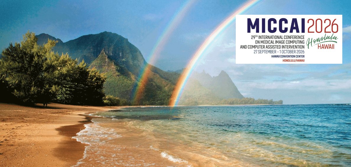 Aloha! We are excited to announce that MICCAI 2026 will be held in beautiful Honolulu, Hawaii! 🌺 🗓️Sept 27 - Oct 1, 2026 🔗 miccai.org/news/2024/01/2… @MiccaiStudents @WomenInMICCAI @RMiccai #MICCAI #MICCAI2026 #imaging #deeplearning