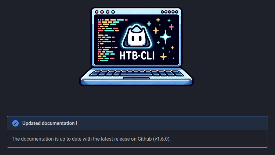 GoToolSharing's tweet image. #htbcli documentation is now up to date for latest release (v1.6.0)

htb-cli-documentation.qu35t.pw