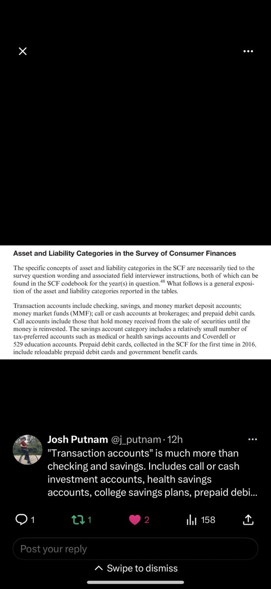 Matthew61953640's tweet photo. @chowell2000 @besttrousers @NLRG_it @ReubenR80027912 Even this data is fake and uses 529 and securities account.  This is not checking and savings. Maybe you should read the study lol. https://t.co/GKNC7agwCU