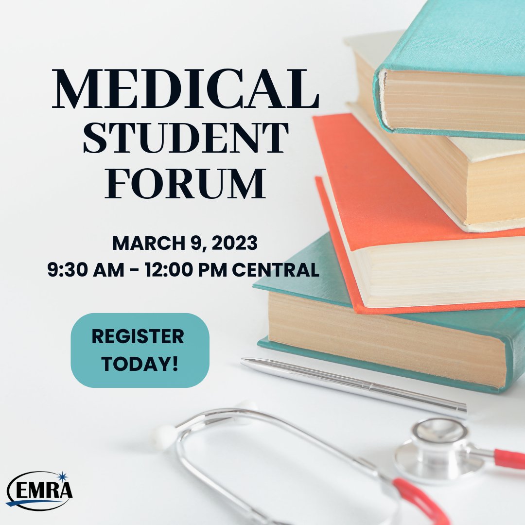 📣 Registration for EMRA's Spring Medical Student Forum is open. Don't miss the virtual event that brings together PDs, new EM interns, and faculty who will answer questions about your phase in training. FREE to EMRA Med Student Members. Register TODAY - bit.ly/3OxeJAX