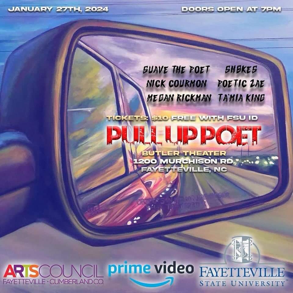 "Pull Up Poet" should be your plan for tonight, and we're proud to support this event at <a href="/uncfsu/">Fayetteville State University</a>. What a weekend for the Arts in Fayetteville! #WeAreTheArts 💜