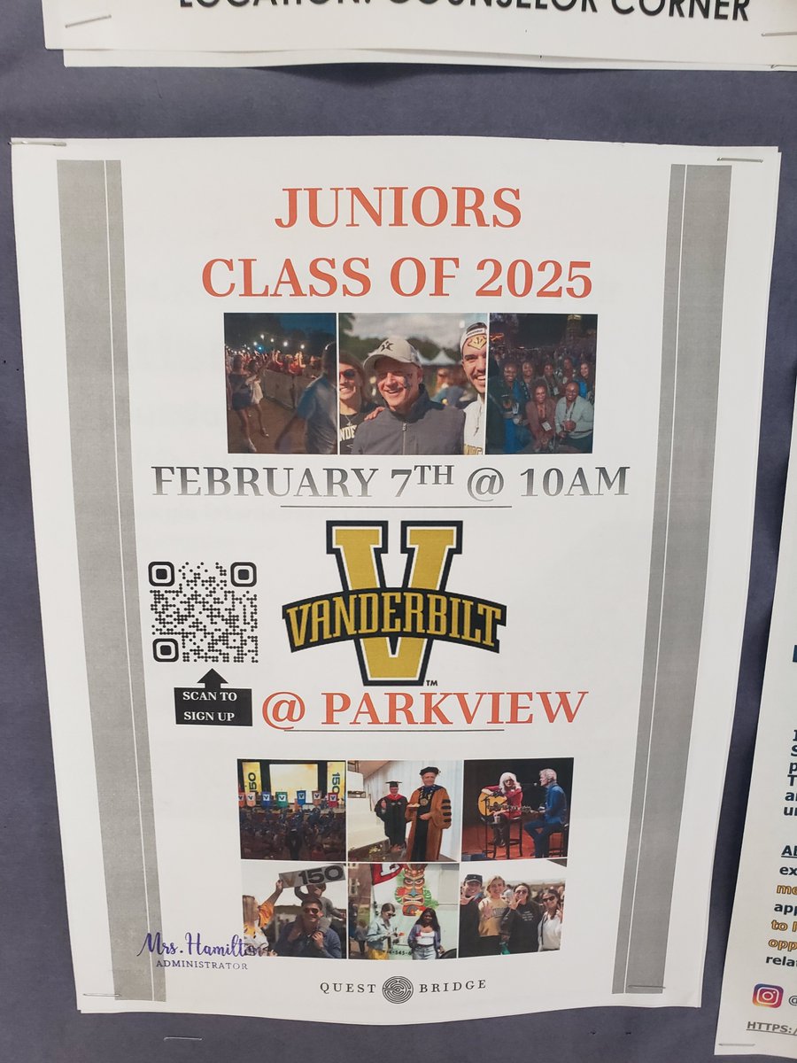 @Vanderbilt will be at Parkview 
Sign up required for private visits