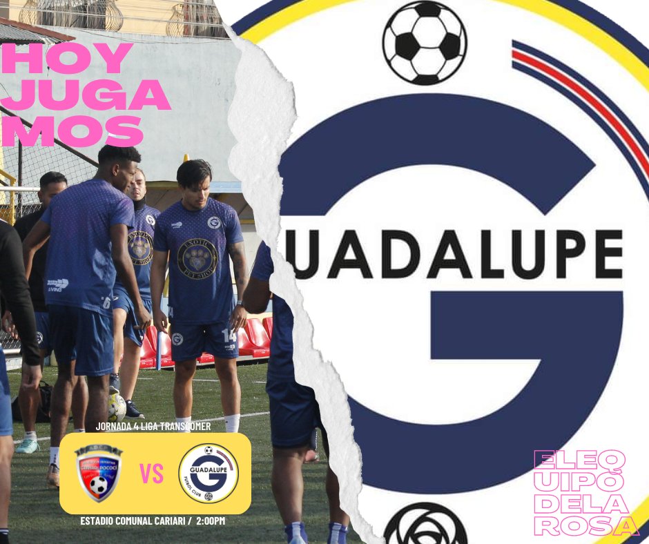 #HoyJugamos 
🏆 Jornada 4 Liga Transcomer 
⚽️ A.D Cariari Pococí oficial. Vs Guadalupe Futbol Club - Oficial 
🏟 Estadio Comunal De Cariari De Pococi 
🗓️ Sábado 27 Enero 
⏰ 2:00 PM

#elequipodelarosa