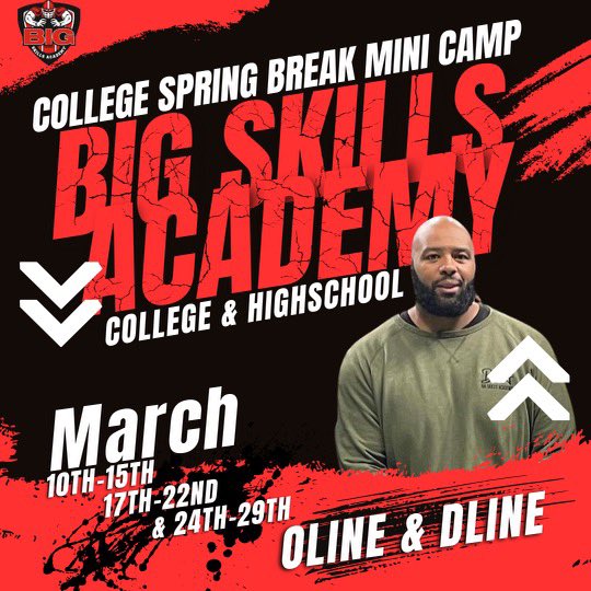 Save the date. BSA (OL/DL) College Spring Break Mini Camp @xpesports! $550 Training, Board work, Speed work, mobility **Travel and Housing is on the player