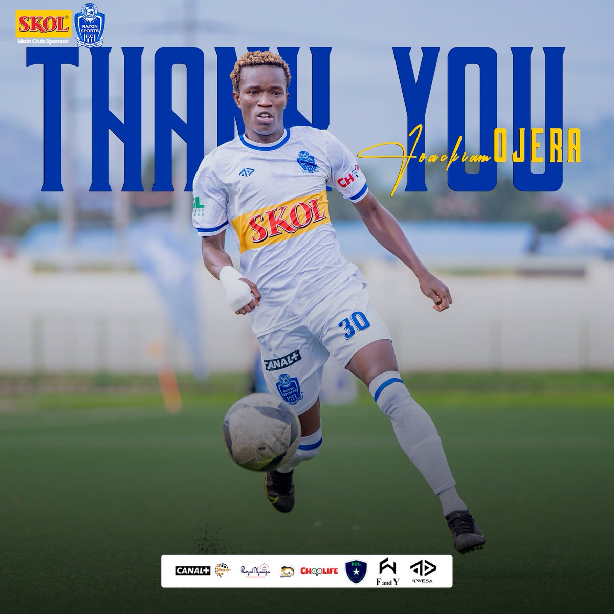 rayon_sports's tweet photo. All the best to Joackiam OJERA🇺🇬 for his next chapter in Egypt. Having spent a year with our club, he will be remembered for his positive contributions.

#OnceaBlueAlwaysaBlue 🔵⚪️🔵⚪️ https://t.co/AYdIye9CaD