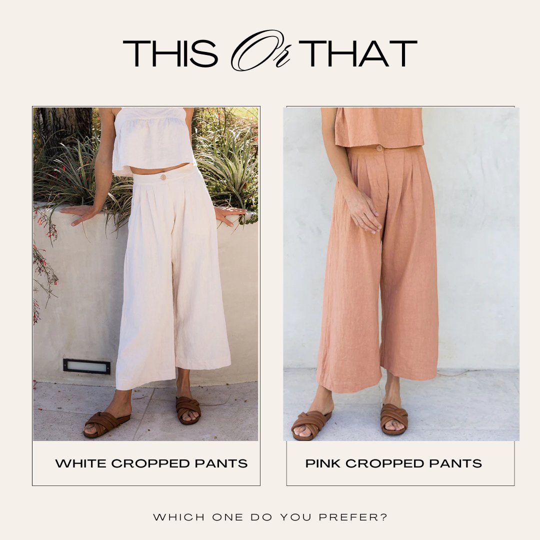 White Cropped Pants or Pink Cropped Pants

Which one do you prefer?
Tell us in the comments!

Save upt0 40% on the product

visit dinazah.com 

#pants #croppedpants #highwaistpants #womenspants #teacheroutfit #formalwear #casualwear #amazonfashion #thisorthat