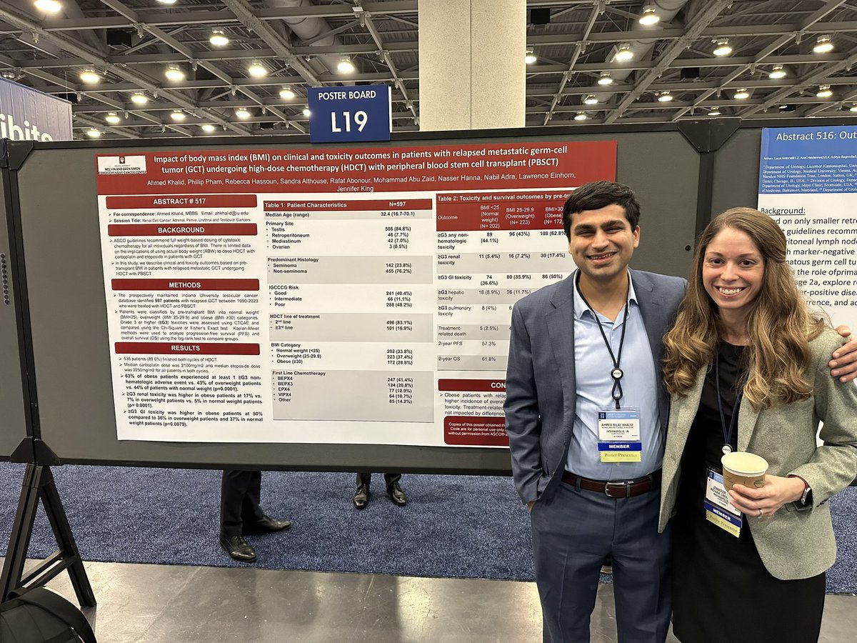 Does BMI impact clinical and toxicity outcomes in patients with relapsed germ cell tumors treated with high-dose chemo + transplant? Come find out with @IUHemOnc star fellow @AhmedBilalKhal2 and @JenniferKingMD @IUCancerCenter @IUSMDeptMed