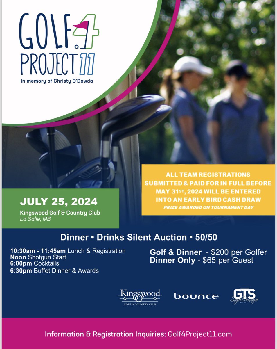 Registration coming soon! The 8th annual Golf 4 Project 11 tournament is July 25th @KingswoodGCC come support @TNYouthFDN Project 211 in memory of Christy.