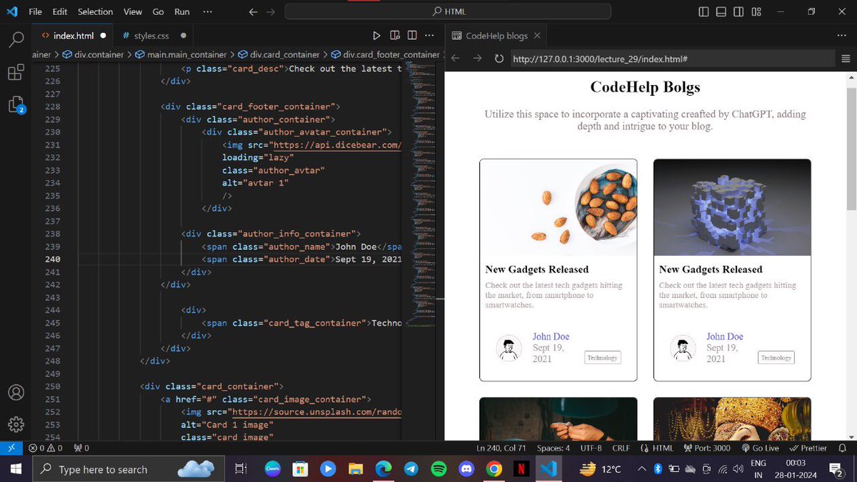 Lavish108's tweet image. 🚀 Elevating My Web Development Journey: Today, I am thrilled to unveil my latest project—a dynamic &apos;Blog Website&apos; crafted with a blend of HTML and CSS magic, topped with Flex and Grid layout mastery! 🌐💻  #WebDevelopment #HTMLandCSS #FlexAndGrid #BlogWebsiteProject 📝✨