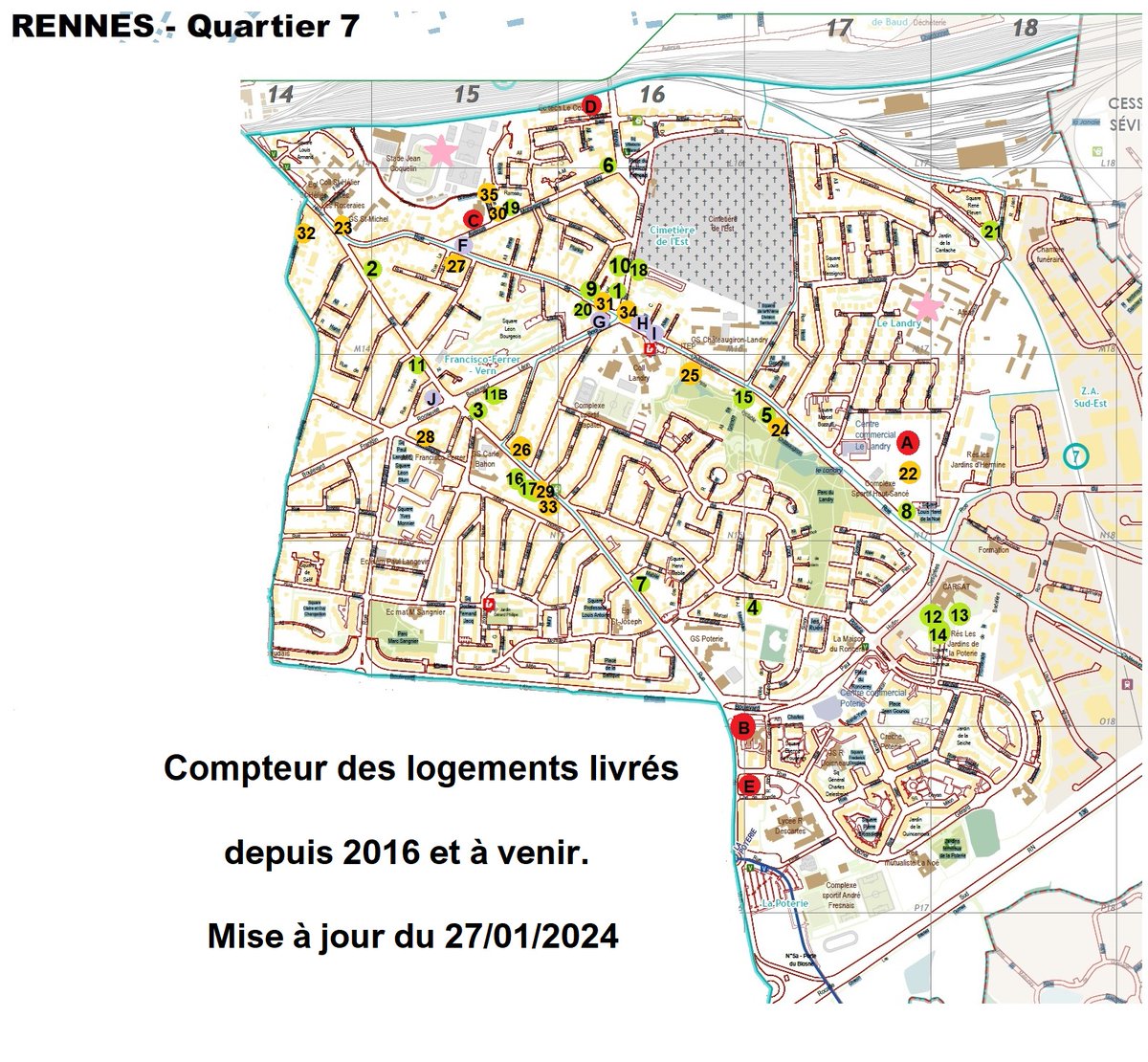 CollectifNanssa's tweet photo. Compteur des constructions dans le quartier 7 de #Rennes , màj du 27/01/24.

#serrezvous #surdensification https://t.co/21mAMQbwes