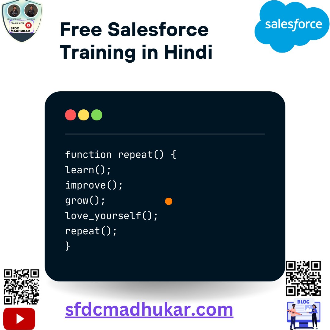 Salesforce Training in Hindi.
Don’t let language be a barrier to your success. Join us and empower yourself with the skills needed to thrive in the tech industry.
#SalesforceTraining #FreeTraining #Hindi #TechCareer #CRM #Salesforce #apex #lwc