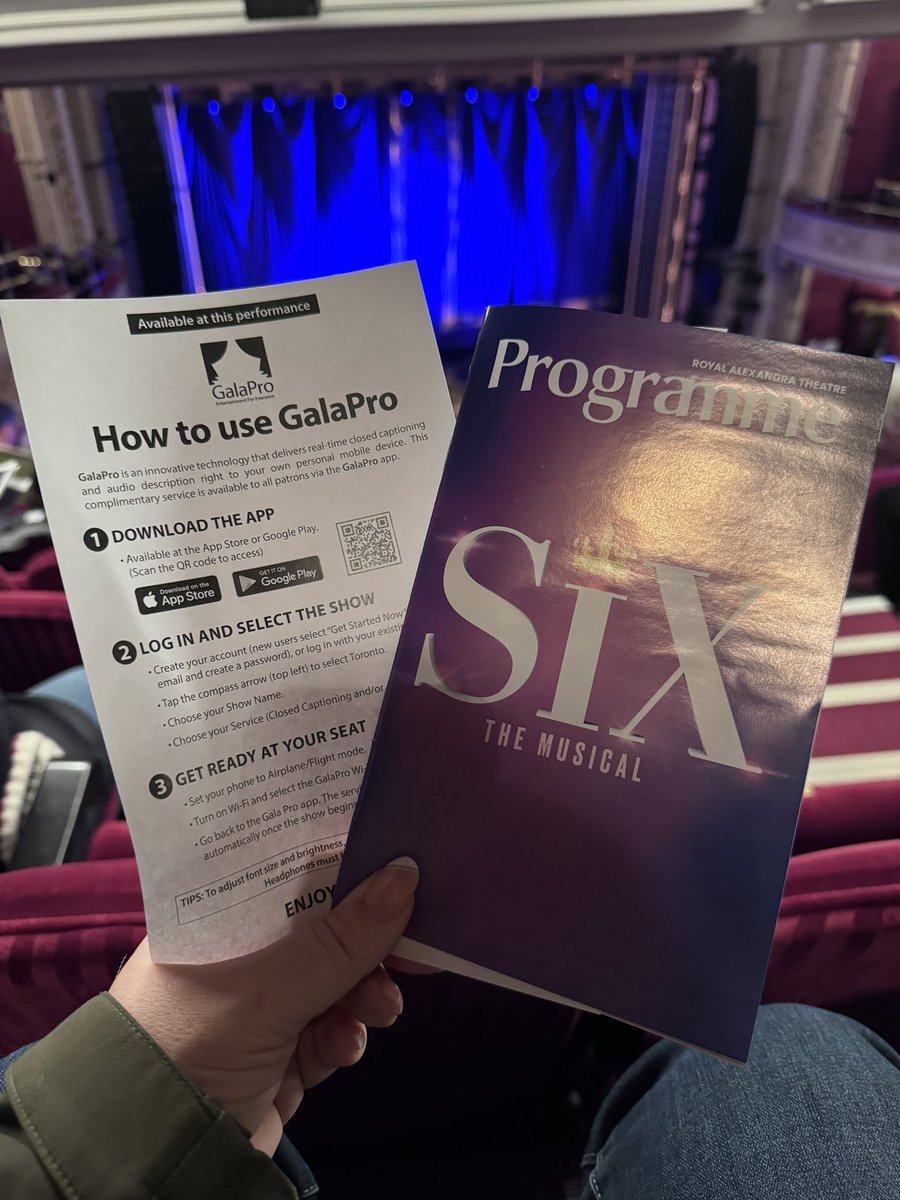 Loving the inclusivity <a href="/Mirvish/">Mirvish Productions</a> is providing. This is the first musical we have seen where closed captioning is provided 👏🏻 👏🏻 👏🏻