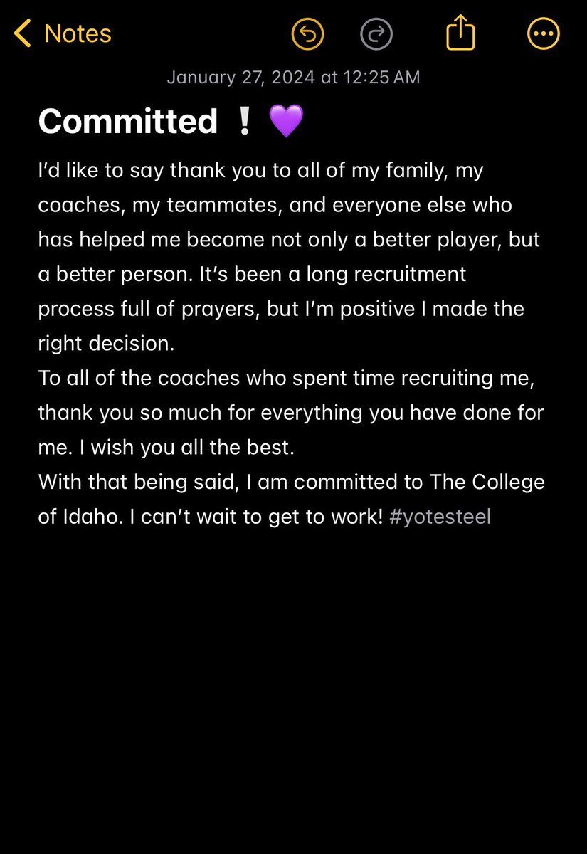 Brock See (@brocksee05) on Twitter photo I am officially committed to The College of Idaho ❕💜
<a href="/CI_CoachBale/">Braden Bale</a> <a href="/YotesFootball/">College of Idaho Football</a> <a href="/CoachJBravo/">Coach Bravo</a> <a href="/jschank50/">Jeff Schank</a> <a href="/coachdeath/">Brian Deatherage</a>
<a href="/see_charlotte/">Charlotte See</a> <a href="/ccsee2002/">Clarke See</a>
#YoteSteel #GoYotes I am officially committed to The College of Idaho ❕💜
<a href="/CI_CoachBale/">Braden Bale</a> <a href="/YotesFootball/">College of Idaho Football</a> <a href="/CoachJBravo/">Coach Bravo</a> <a href="/jschank50/">Jeff Schank</a> <a href="/coachdeath/">Brian Deatherage</a>
<a href="/see_charlotte/">Charlotte See</a> <a href="/ccsee2002/">Clarke See</a>
#YoteSteel #GoYotes