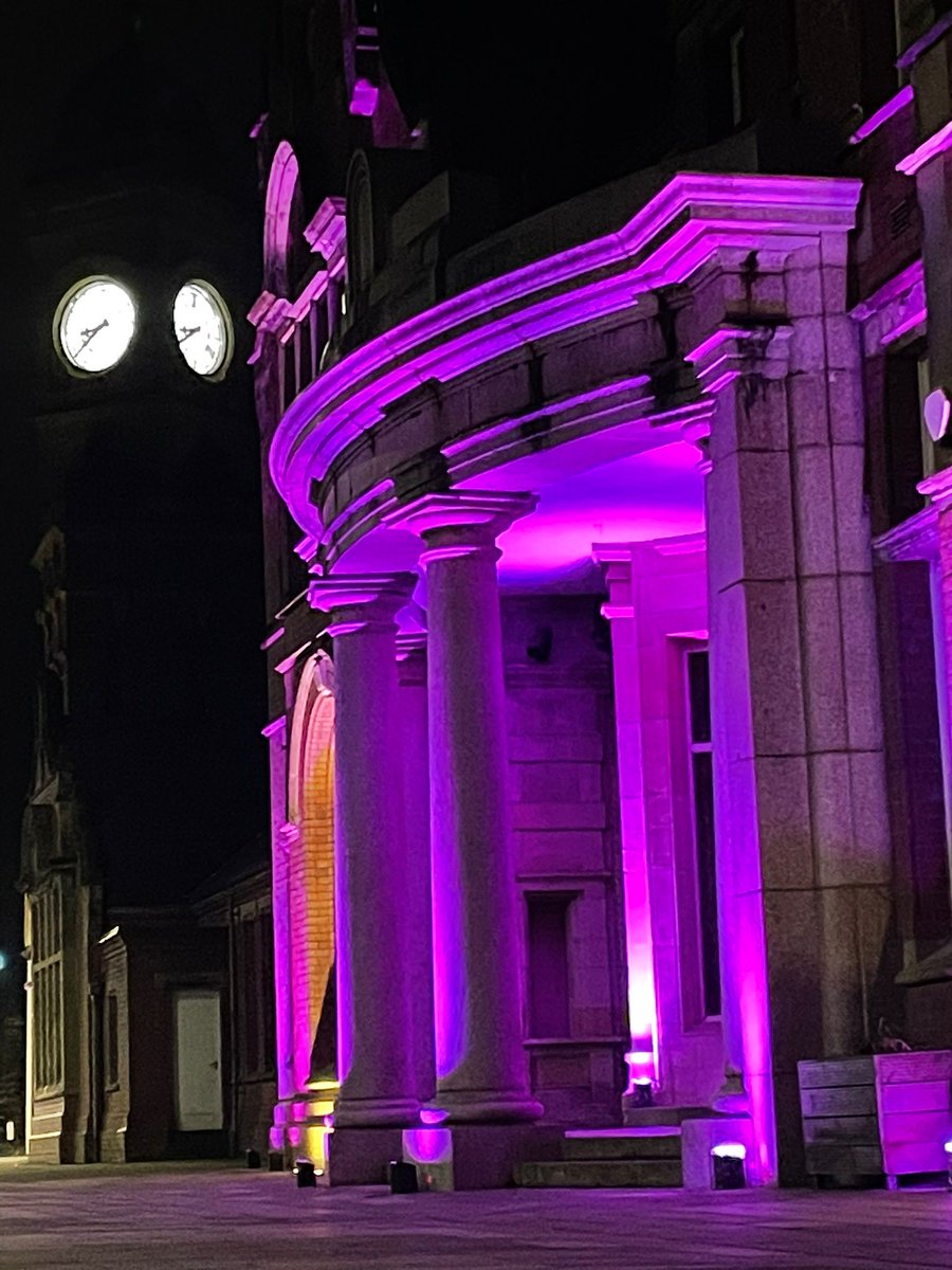 BlaenauGwentCBC's tweet photo. Blaenau Gwent Council show solidarity in lighting up the General Offices to mark Holocaust Memorial Day 2024
#LightThe Darkness https://t.co/NbPW85UEbb