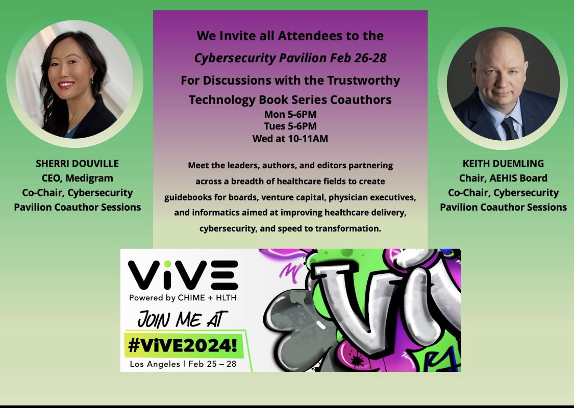 Thinking about going to <a href="/theviveevent/">ViVE</a>? 

Come learn and play at convening of brilliant, compassionate minds in Healthcare technology #vive2024

Grateful to #HealthcareIT giants  <a href="/DavidSFinn/">David Finn</a> &amp; <a href="/keithduemling/">Keith Duemling</a> 

for partnership &amp; leadership 

Learn more here: linkedin.com/posts/sdouvill…