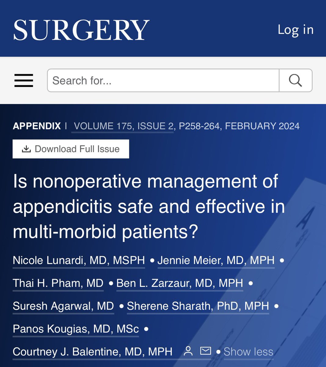 SurgJournal's tweet photo. Is nonoperative management of appendicitis safe and effective in multi-morbid patients?

https://t.co/8dDx6e4AQa

@UWEndoSurg @benzarzaur 
@SWexner @SyedAAhmad5 @juliomayol @debby_keller @pferrada1 @nlavellaneda @jnahmias1 @CPark_MD @GianlucaPellino 

#SoMe4Surgery https://t.co/LKrlNxzwni