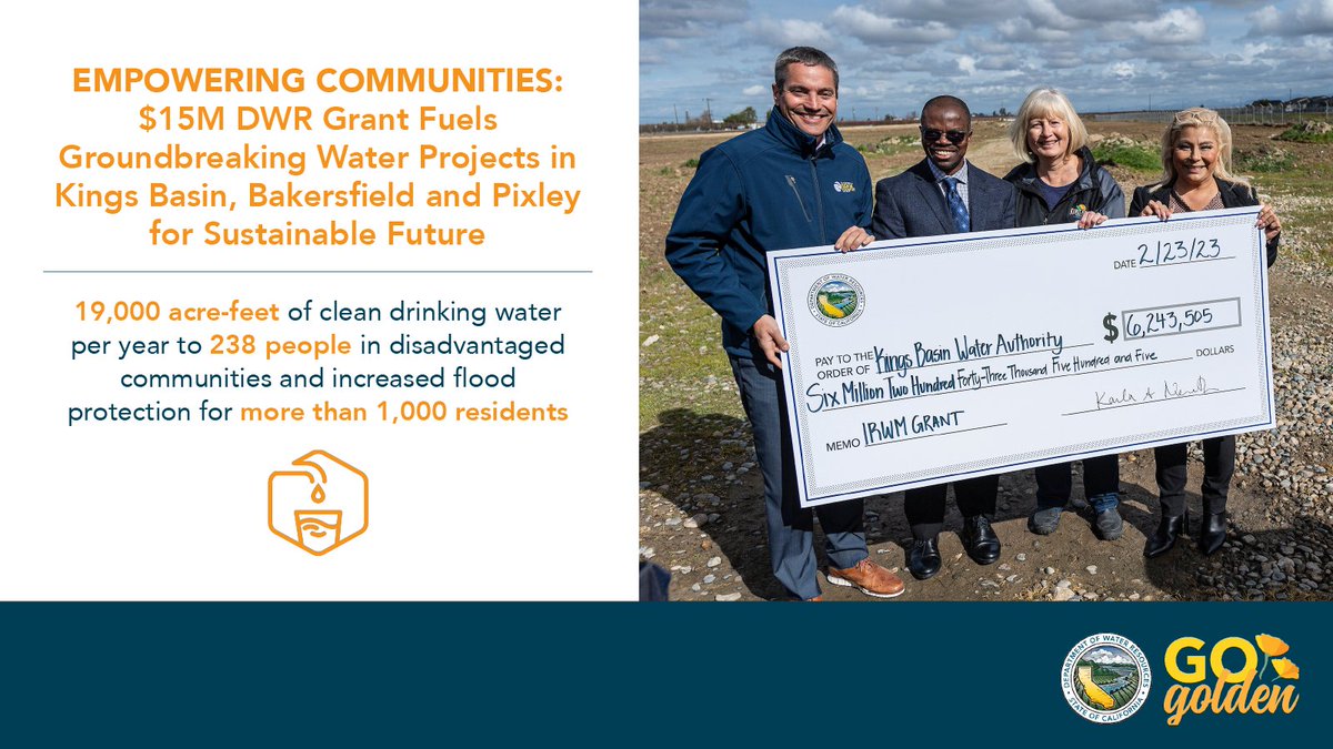 CA_DWR's tweet image. Impactful Projects in Action: #GoGolden partners are leveling up in communities like LA, Bakersfield, and Stockton. From turf replacement to PFAS removal, infrastructure projects are enhancing water quality and reliability for Californians.