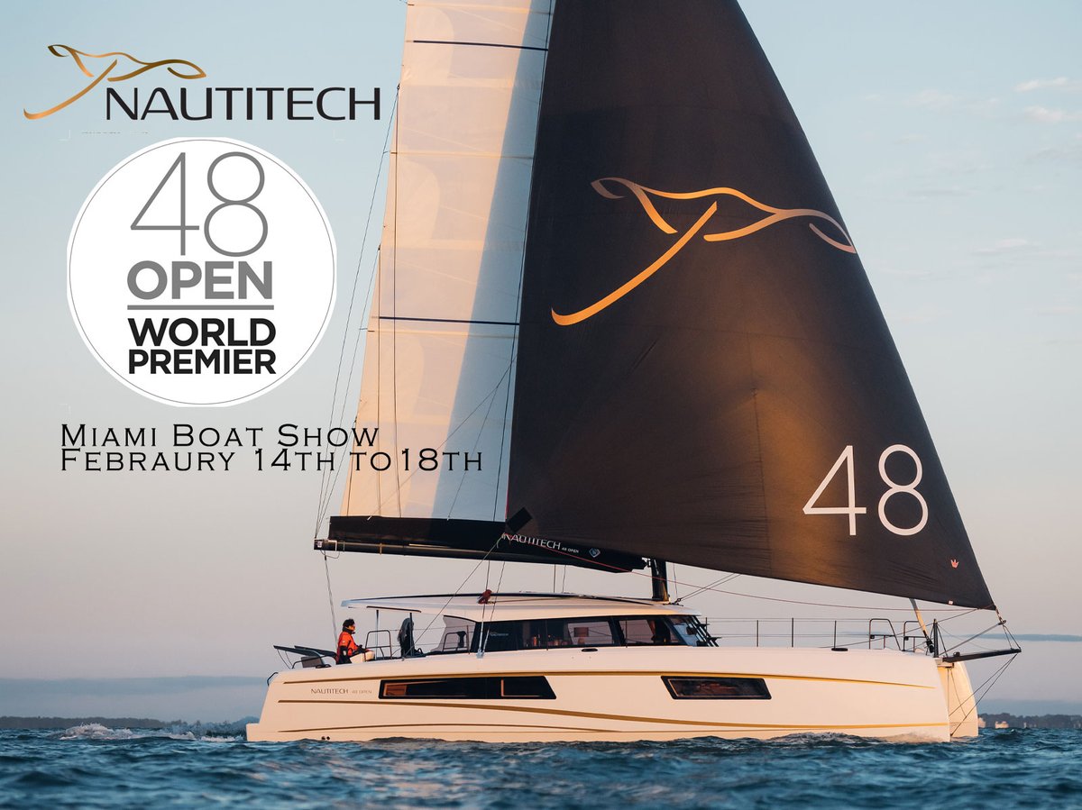Don't miss the world premiere of the incredible new Nautitech 48 at the Miami Boat Show! Witness the unveiling of this astonishing vessel from February 14 to 18. Join us for an exclusive experience! ⛵🌟 #Nautitech48 #MiamiBoatShow #nautitechcatamarans