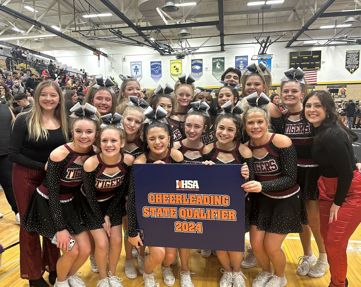 Congratulations to our Cheer team who qualified for state today!  Finished 3rd at sectional!  We are so proud of you!