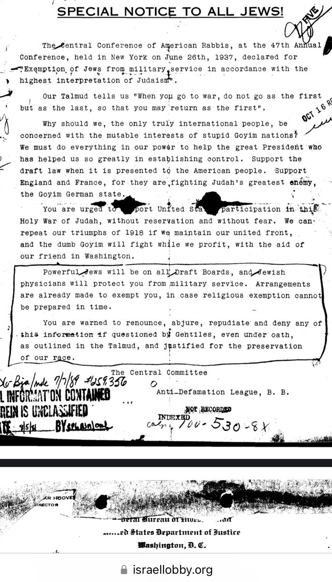 zadokq244514's tweet image. Germans, Britons and Americans must know this history…

Do not fight for Jews ever again.

Benjamin Freedman 1961 Zionism speech reveals the hidden history of WW1 and WW2…

@AFDGermany @BFirstParty @GOP @StateDept 

rumble.com/v49q94r-benjam…