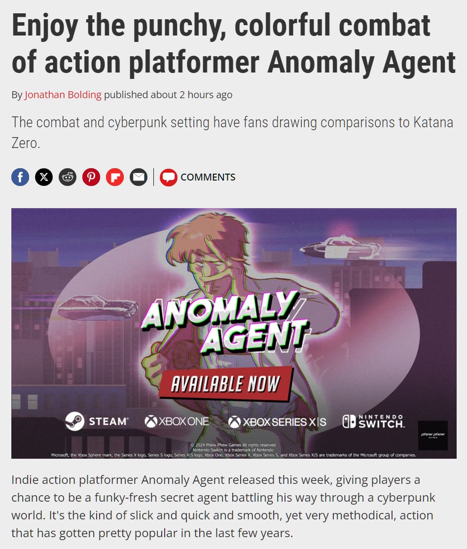 Big thanks to @JonBolds for this awesome article about Anomaly Agent! 🙌🥳 Seeing our game acknowledged by such a major player in the gaming industry means a world to us. 🧡