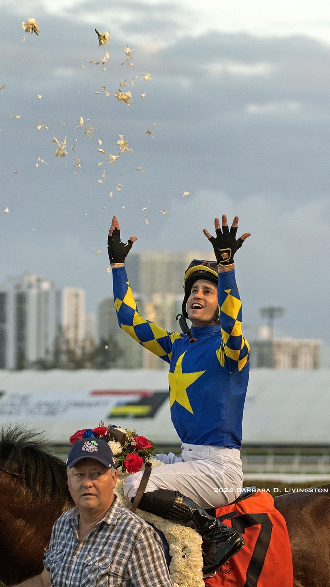 Congratulations to the connections of 2024 Pegasus World Cup winner NATIONAL TREASURE! The 4-year-old son of Quality Road is trained by Bob Baffert and was ridden by Flavien Prat. Tip o' the hat to runner-up Senor Buscador, as well! What a race! (Remote photo :) @NYdroma )