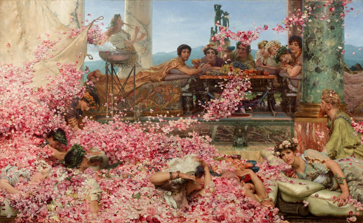 wikivictorian's tweet photo. The Roses of Heliogabalus, by English painter Lawrence Alma-Tadema (1888). In private collection. https://t.co/HMnX26mKlJ