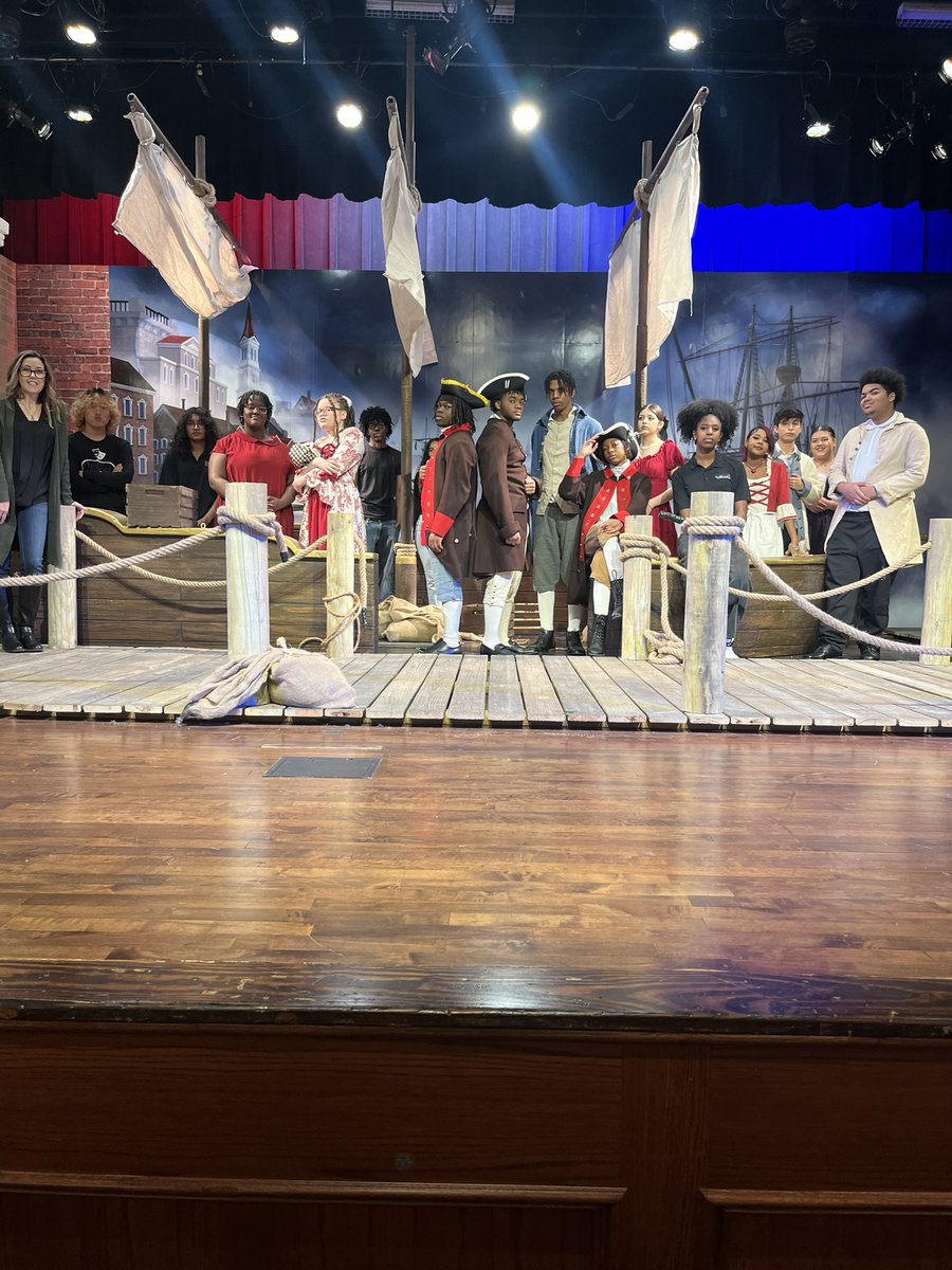 humblehstheatre's tweet photo. Today the  @HumbleISD_HHS Varsity Theatre students had a 5 fantastic performances of Samuel Adams &amp; the Boston Tea Party for @RevEd1776  at Charles Bender Performing Arts Center. 
#revolutionarytheatre 
#spillingteasince1773
@cityofhumble 
#educationaltheatre https://t.co/D911h1q0oP
