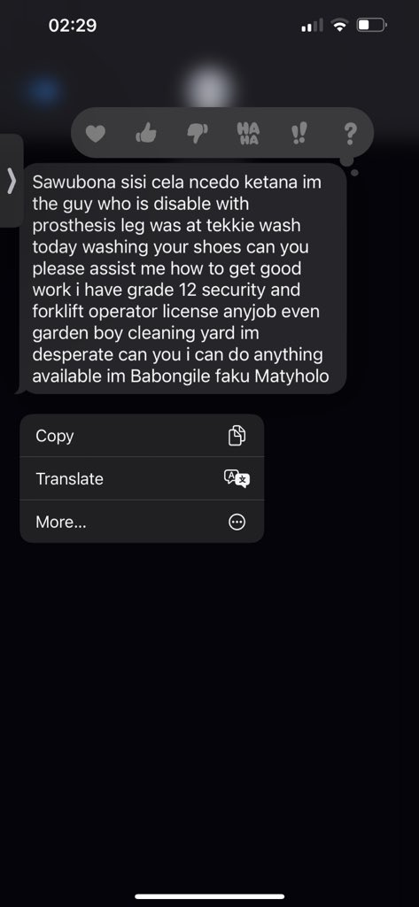 Got this text after picking up my shoes from a local shoe wash in Tembisa Can we please assist of possible 💫