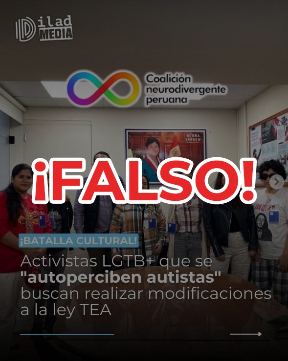 ⚠️ Alerta de fake news. No se dejen engañar ⚠️ Ayer me enteré que Ilad media, sacó una publicación difamándonos como Coalición Neurodivergente Peruana. Al respecto. Tengo varias cosas que decir. Abro hilo.
