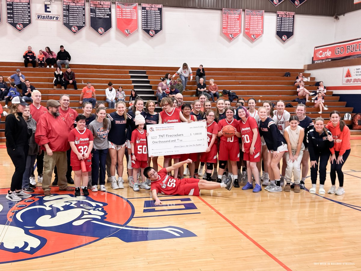 Before the game, the <a href="/MSHSGBB1/">MSHS_GirlsBasketball</a> had the honor of presenting a check to the TNT Fireworks, the Special Olympics Basketball team who played in between the JV and Varsity games.