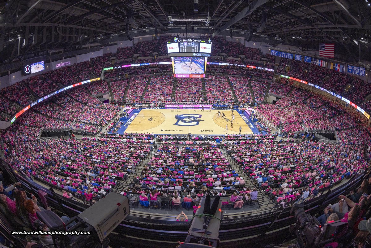 The Annual Creighton VS Cancer Pink-Out .  #GoJays #Pinkout #CreightonvsCancer