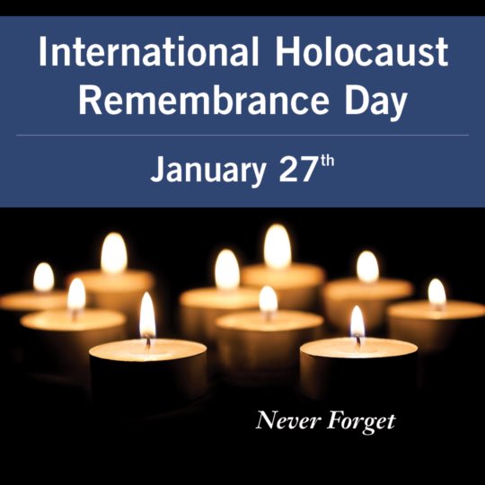 One of the darkest chapters in history. We must remember the victims and survivors of the Holocaust, and honour them by standing up against hate in all its forms.