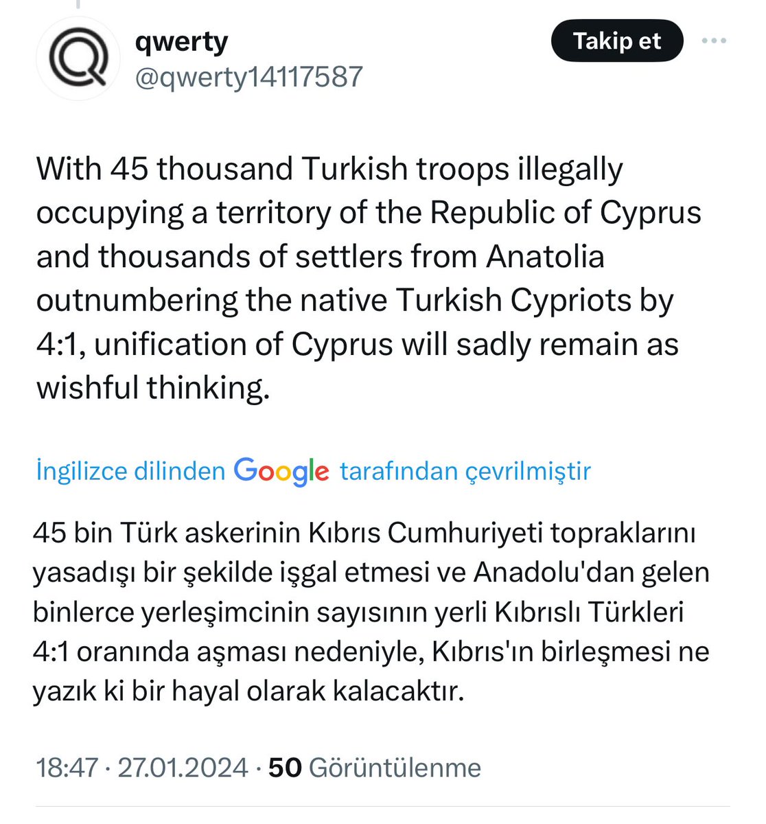 MustafaB49's tweet photo. Ha şunu bileydiniz..!

Kıbrıs’ta birleşme dediğiniz oyun gerçekleşmeyecek.

Kıbrıs Türk Cumhuriyeti’nin tanınması yegane çözümdür.

#RecognizeTRNC
#2equal https://t.co/WYkY8SBBPV