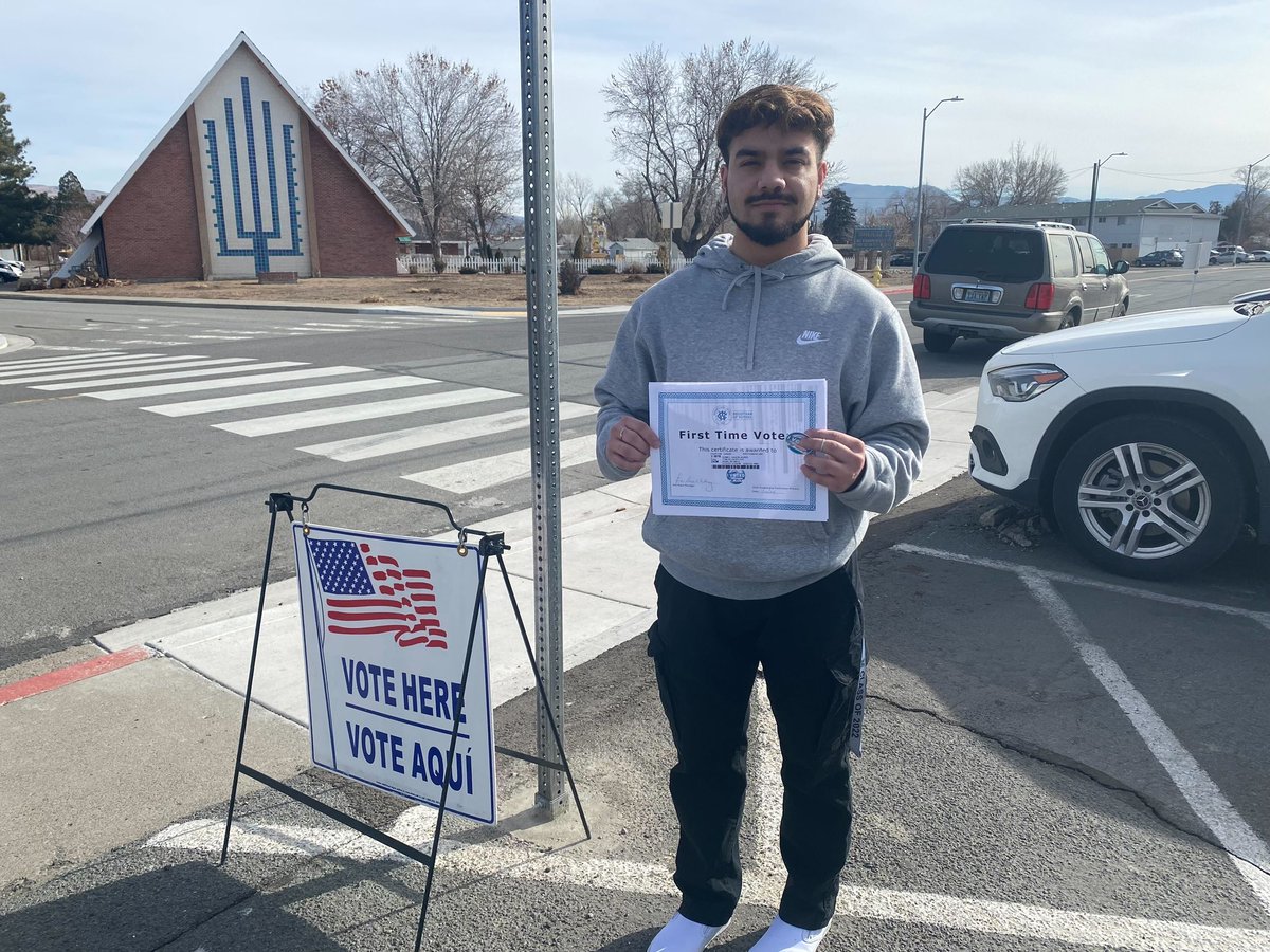 A first time voter who cast their ballot at the Sparks Library in Washoe County! Make sure you also go cast your ballot! #NevadaVotes #NVPPP2024 #EarlyVoting