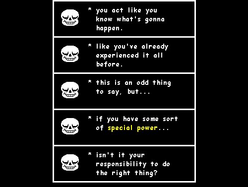 Humerusskelly's tweet photo. We need to stop doing this “oh sans was never complex/in depth/depressed and was just the funny skeleton guy who got overrated” history revisionist bullshit immediately 

Sans is one of my favorite fictional characters in terms of writing in a game with already superb writing https://t.co/Wu10PqKZ4b