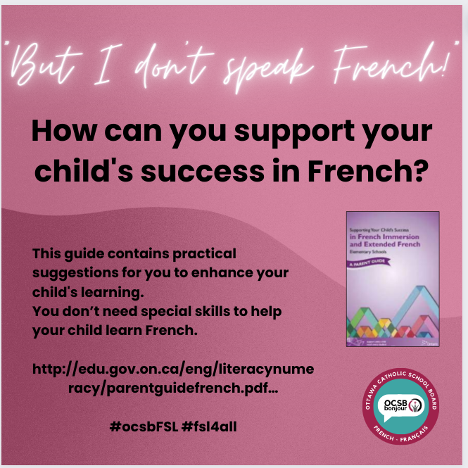 ocsbBonjour's tweet image. "But I don't speak French."
How can you support your child's success in French?

This guide contains practical suggestions for you to enhance your child's learning.

edu.gov.on.ca/eng/literacynu…

#ocsbFSL #fsl4all @OCSBelementary @OttCatholicSB