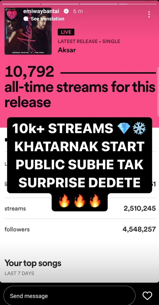 Almost 11K streams done. Dropping audio at midnight and MVs during day time is perfect strategy. 🔗open.spotify.com/track/3H1AqEzT… #EmiwayBantai #wholeheartedly