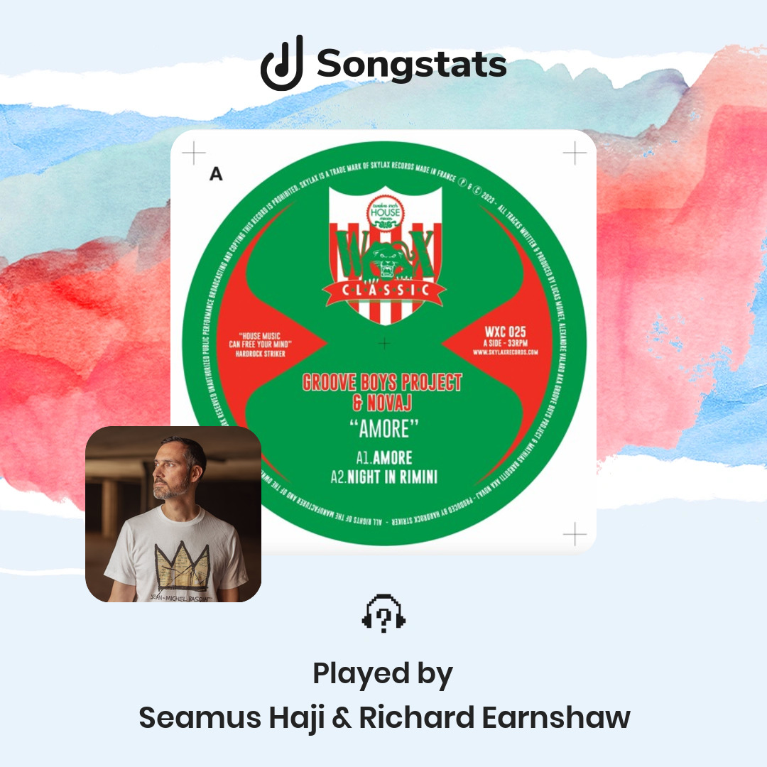 Songstats (@songstatsapp) on Twitter photo <a href="/skylaxrecords/">SKYLAX RECORDS</a> Your track "Amore" was just played by Seamus Haji & Richard Earnshaw on Big Love Radio January! <a href="/skylaxrecords/">SKYLAX RECORDS</a> Your track "Amore" was just played by Seamus Haji & Richard Earnshaw on Big Love Radio January!