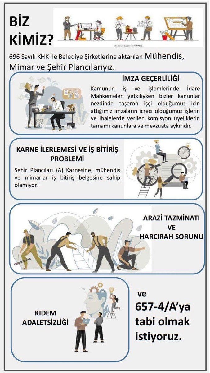 <a href="/csgbakanligi/">T.C. Çalışma ve Sosyal Güvenlik Bakanlığı</a> <a href="/isikhanvedat/">Prof. Dr. Vedat Işıkhan</a> Belediye ve İl Özel İdaresi Şirket İşçilerinden mühendislerin 657-4/A DEVLET MEMURU,diğer çalışanların da mezuniyetleri veya fiilen yaptıkları işler göz önüne alınarak kadro almalıdır
<a href="/RTErdogan/">Recep Tayyip Erdoğan</a> <a href="/_cevdetyilmaz/">Cevdet Yılmaz</a> <a href="/dbdevletbahceli/">Devlet Bahçeli</a> <a href="/isikhanvedat/">Prof. Dr. Vedat Işıkhan</a> <a href="/celal_adan/">Celal ADAN</a> <a href="/ahmetozyurekmhp/">Ahmet ÖZYÜREK</a>  <a href="/Akparti/">AK Parti</a>