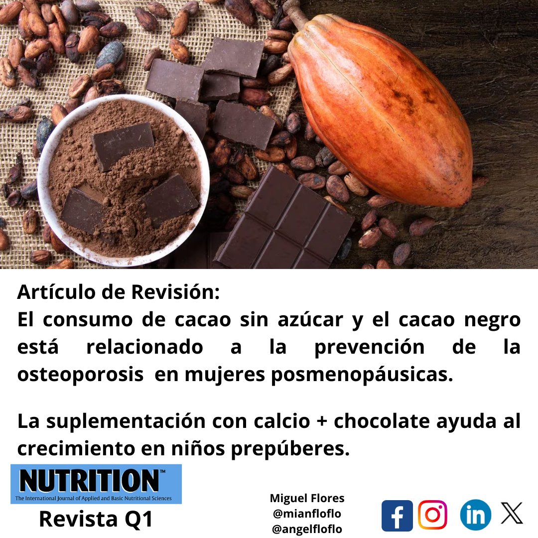 Hola Investigadores!!!
Hoy 27 de enero, al conmemorarse el Día Mundial de la Torta de Chocolate, les traigo un nuevo paper: 
Todo esto lo puedes seguir revisando en el siguiente link disponible en ingles de acceso abierto: doi.org/10.1016/j.nut.…
