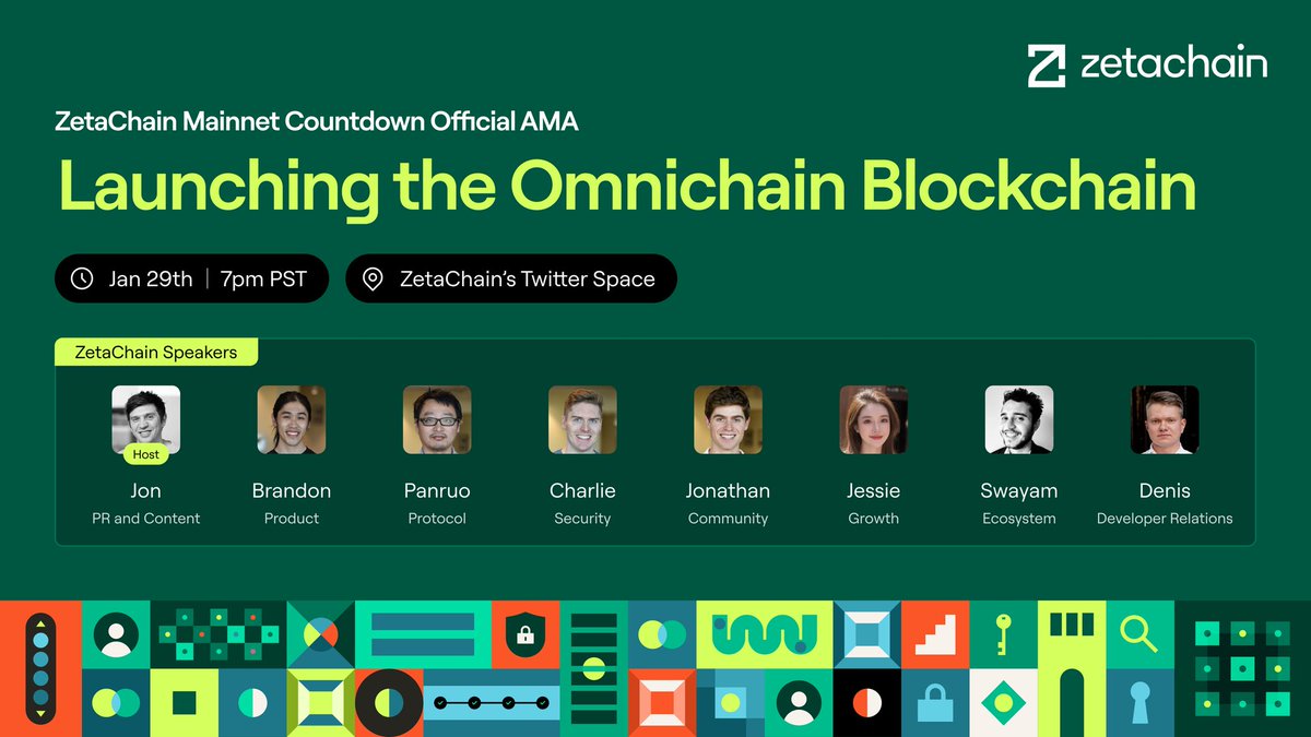 Announcing the official ZetaChain Mainnet Countdown: Launching the Omnichain Blockchain 🗓️ Set a reminder: Jan 29, 7 pm PST: x.com/i/spaces/1LyGB…

📢 Join us on the Final Mainnet Countdown Twitter Space for groundbreaking announcements presented by core contributors and