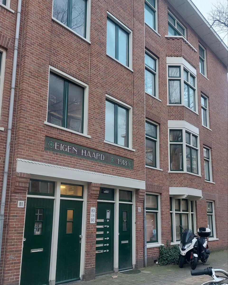 The lesson from Amsterdam- where 42% of all housing is social housing (unlike Dublin which has just 10%)-build beautiful social housing for low & middle incomes. 
But also their old and new housing is low rise high density - 4/5 stories. What we should build here 
#right2housing