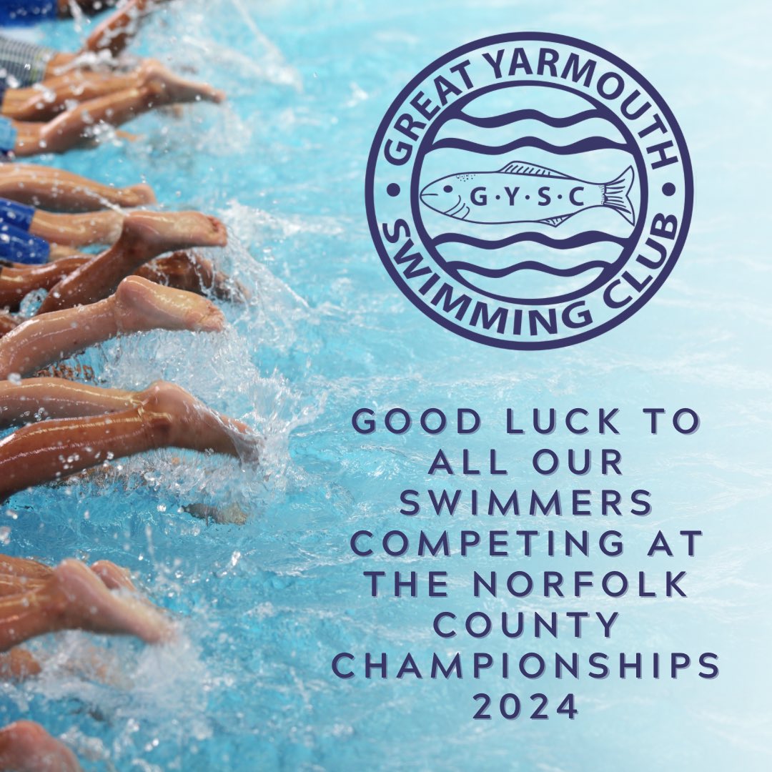 Wishing the best of luck to our incredible swimmers as they dive into the Norfolk County Championships 2024! 🏊‍♂️🏆 Swim strong, break those records, and make us proud! 💪🔥 #TeamSpirit #NorfolkChamps2024 #SwimFast #greatyarmouthswimmingclub #gysc