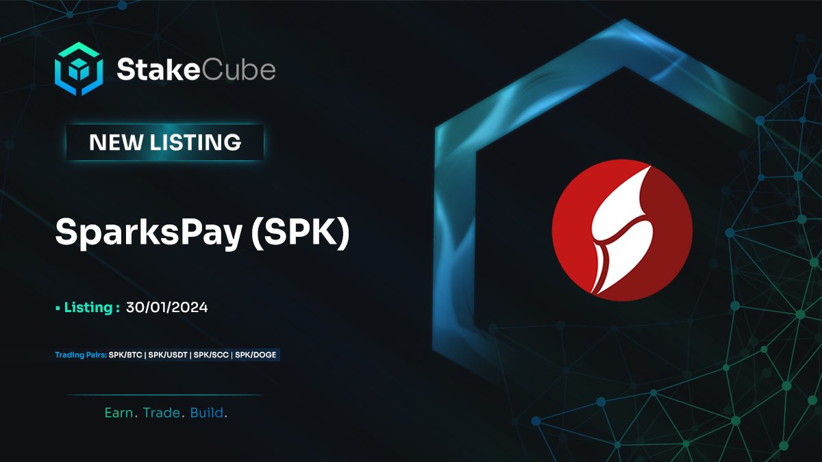 stakecube's tweet photo. 📢 New listing alert!
@SparksPayIO will soon be listed on our Platform. Prepare yourself for the listing on 30/01/2024.
#CryptoNews #Listing #SPK https://t.co/hpySQpNxtl